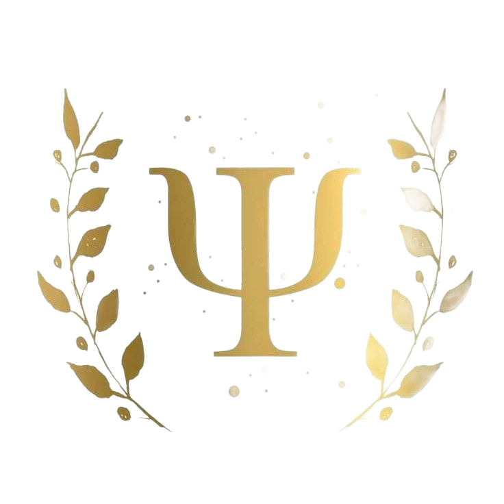 Familiepsykologen Logo - Gyllen Psi Symbol med laurbærblader